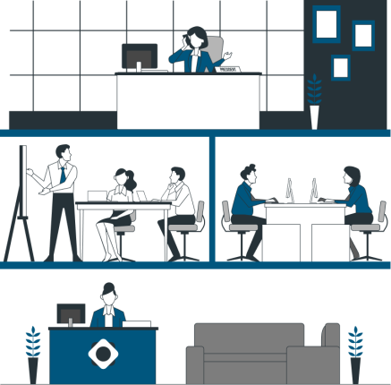 Entreprise avec bureaux